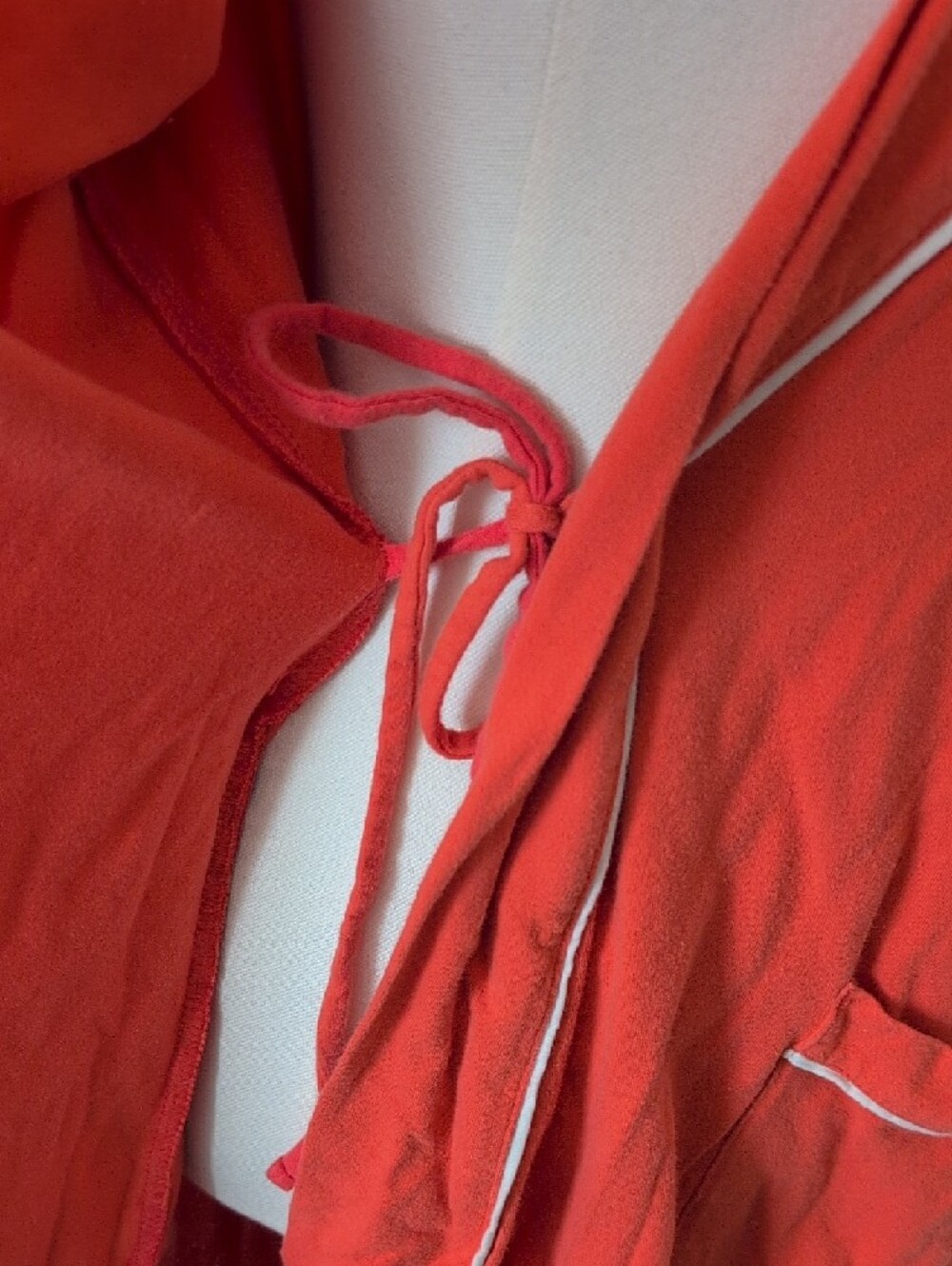 GILLIGAN AND O'MALLEY Robe Tie Waist Coral with White Contrast Trim Size XL/XXL - Picture 7 of 10